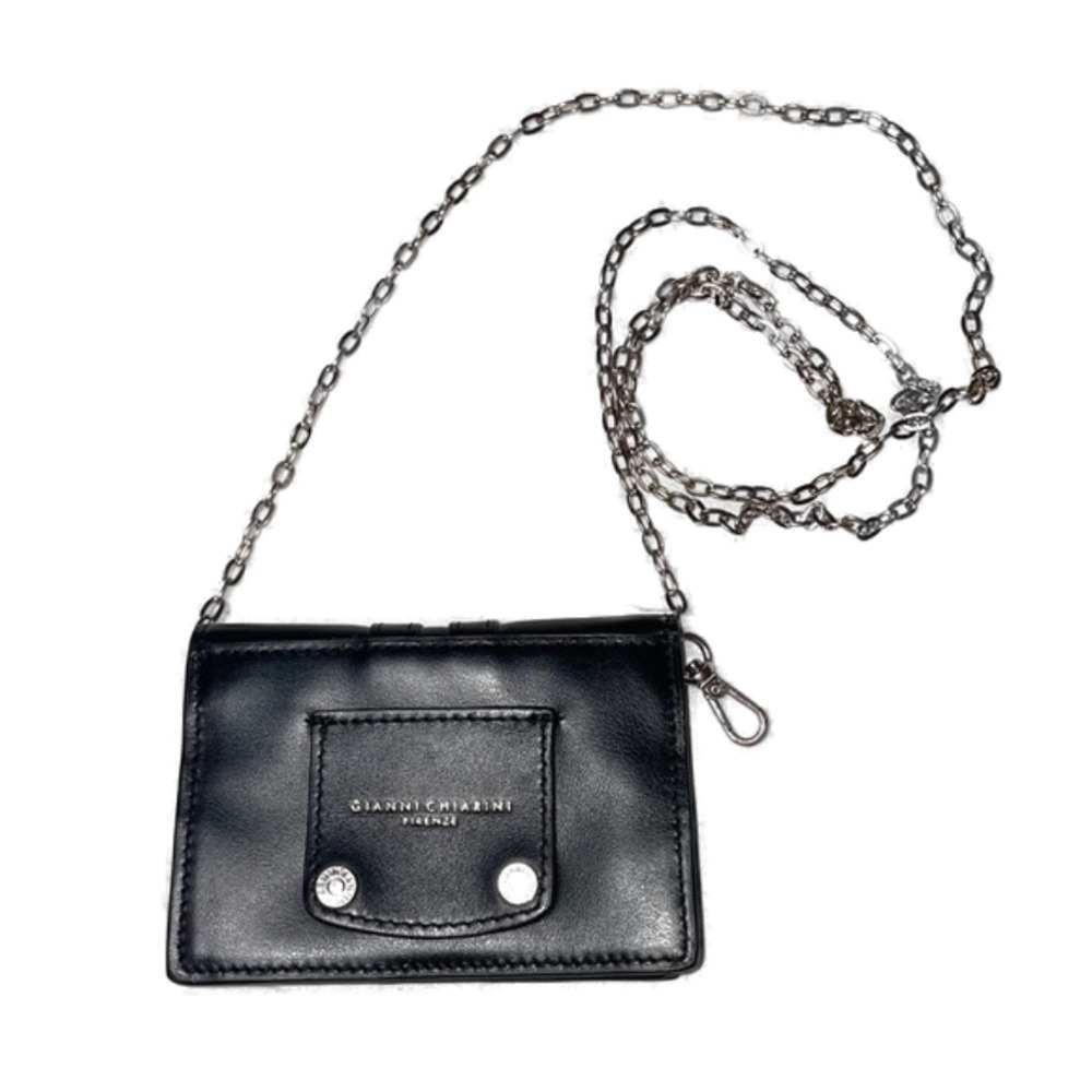 Gianni Chiarini Italian Leather Mini Chain Wallet Gold Hardware Firenze Genuine